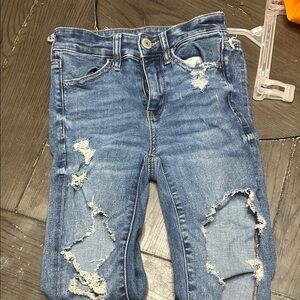American Eagle Outfitters Ripped Blue Skinny Jeans